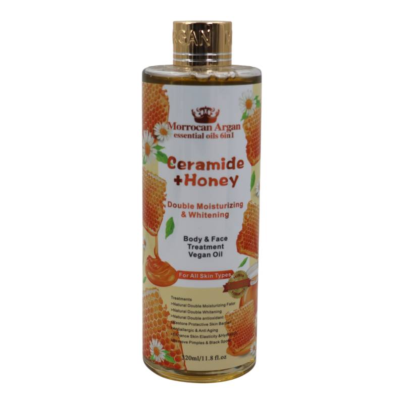 Morrocan Argan Essential Oils 6in1 Ceramide +Honey Body & Face Treatment Vegan Oil - 320ml